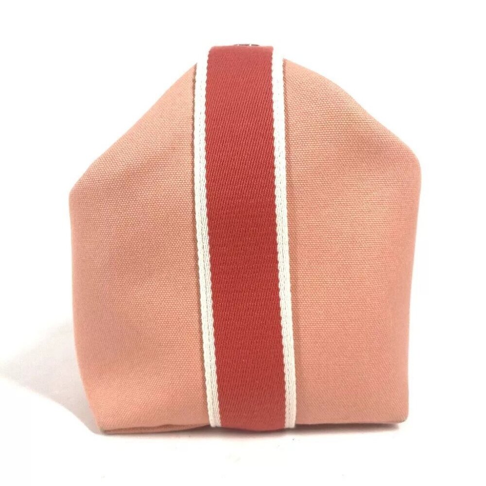 HERMES Bridua Black GM bag vanity bag pouch Hand Bag Canvas pink - Picture 3 of 16